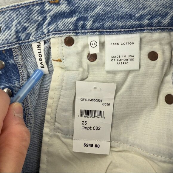 Grlfrnd Karolina Jeans Size 25 Light Blue Distressed - Picture 3 of 16